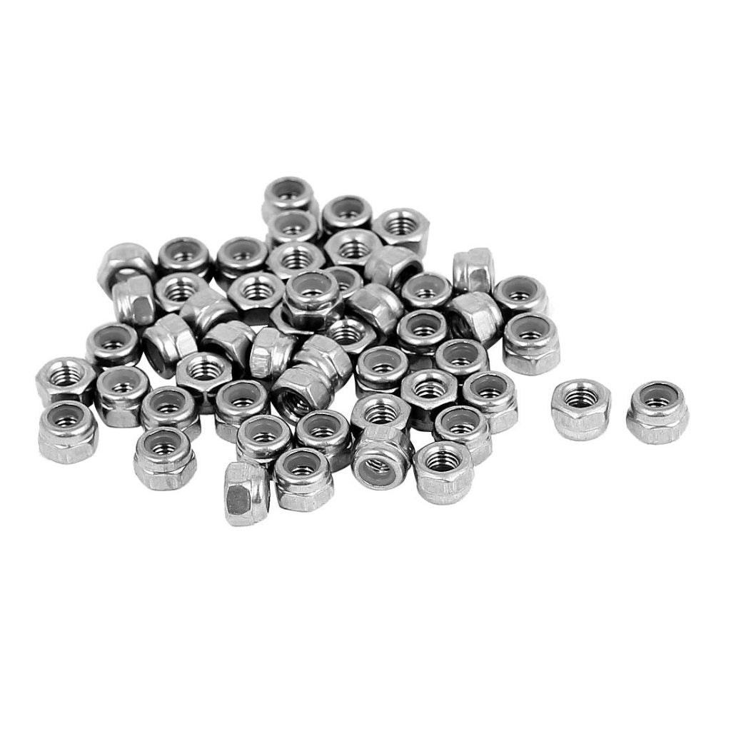 Nut 5mm steel with nylon insert 100/bag