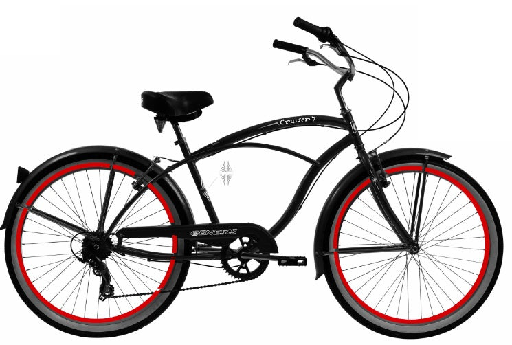 Genesis Classic Mens 7 speed Black/Red Bike